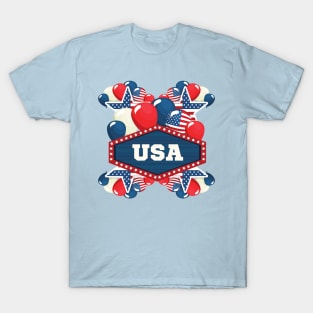 USA Celebration with Balloons and Stars T-Shirt